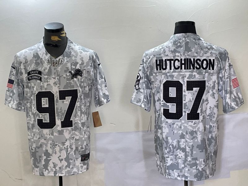 Men Detroit Lions #97 Hutchinson Nike Arctic Camo 2024 Salute to Service Limited NFL Jersey